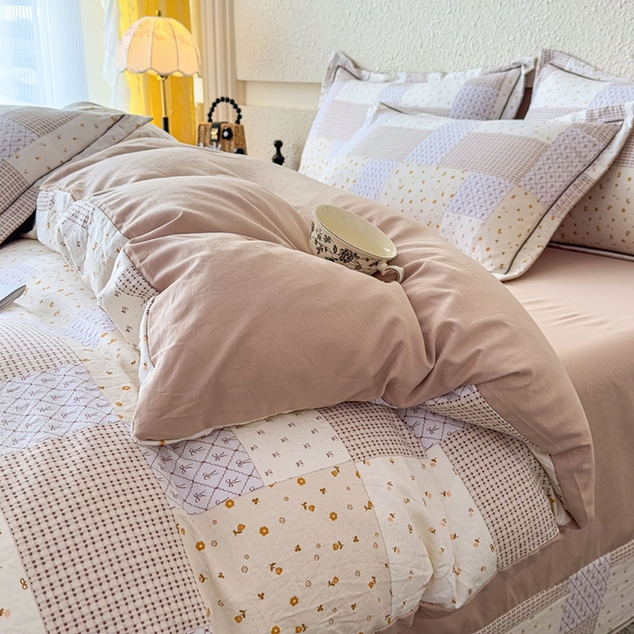 91家纺网 家纺一手货源 找家纺 可思家纺 2025新款小布袋时尚印花水洗棉四件套 清茸居