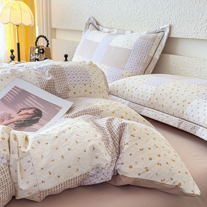 91家纺网 家纺一手货源 找家纺 可思家纺 2025新款小布袋时尚印花水洗棉四件套 清茸居