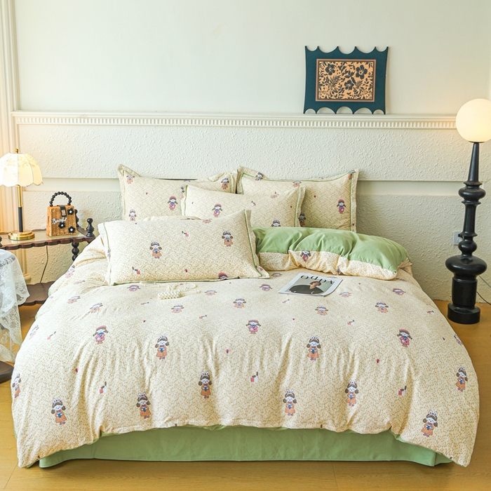 可思家纺 2025新款小布袋时尚印花水洗棉四件套 雾辰居