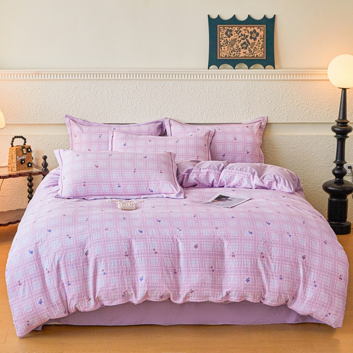 可思家纺 2025新款小布袋时尚印花水洗棉四件套 雾禾年