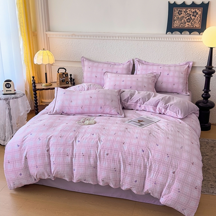 91家纺网 家纺一手货源 找家纺 可思家纺 2025新款小布袋时尚印花水洗棉四件套 雾禾年