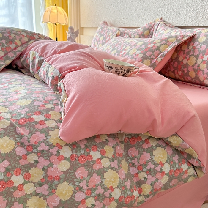 91家纺网 家纺一手货源 找家纺 可思家纺 2025新款小布袋时尚印花水洗棉四件套 暖禾集