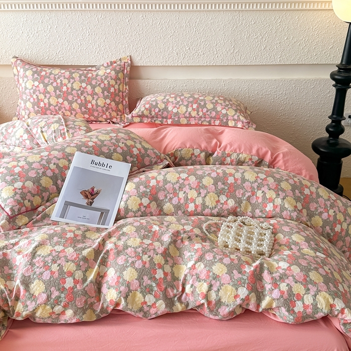 91家纺网 家纺一手货源 找家纺 可思家纺 2025新款小布袋时尚印花水洗棉四件套 暖禾集