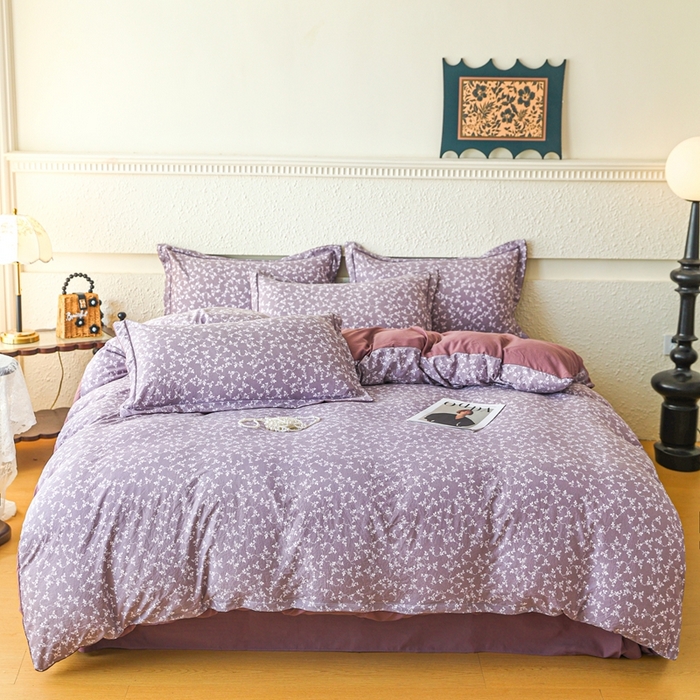 可思家纺 2025新款小布袋时尚印花水洗棉四件套 素星眠