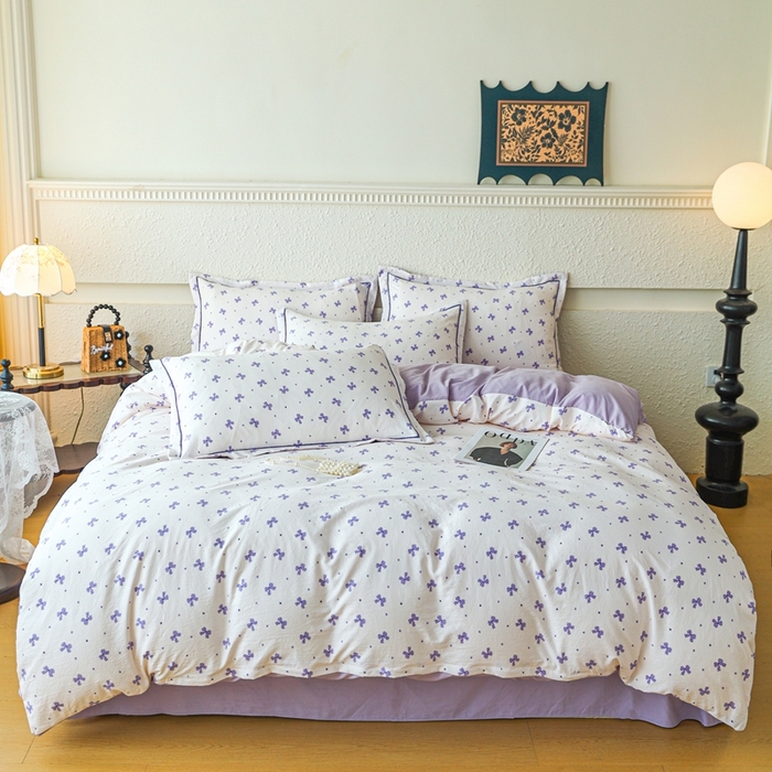 可思家纺 2025新款小布袋时尚印花水洗棉四件套 晓星纪