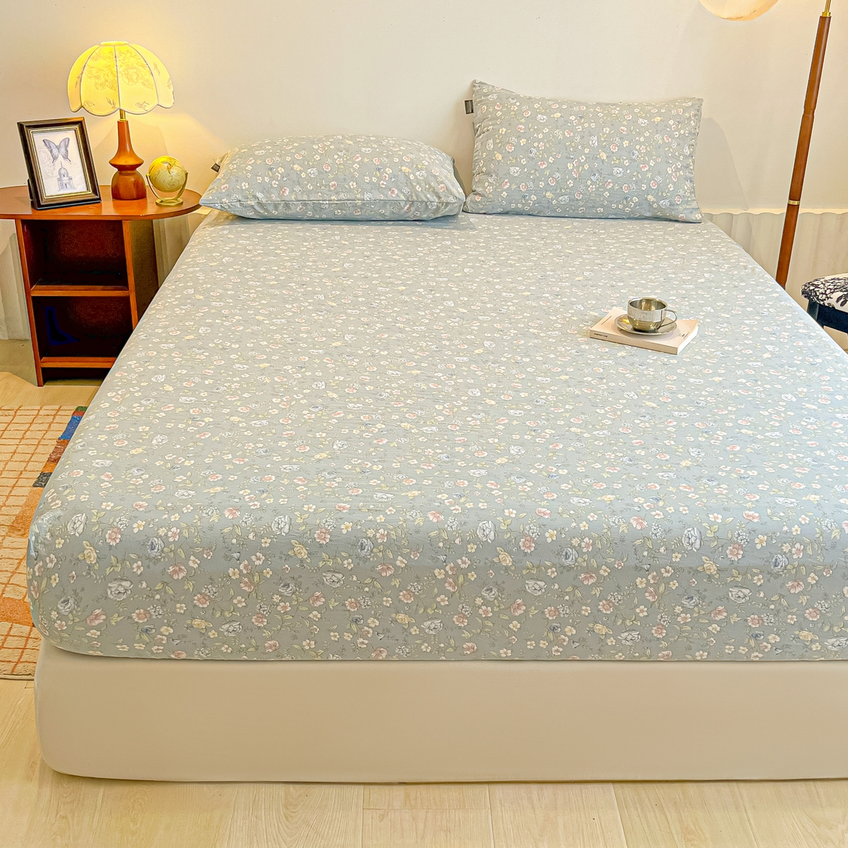 多乐家纺 2025新款韩系花卉加厚舒柔棉印花单床笠 床笠三件套 繁花