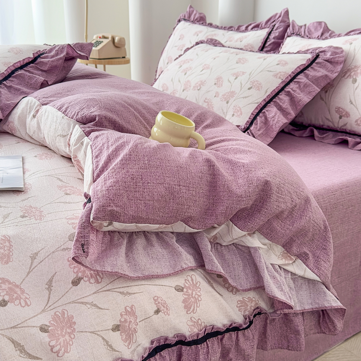 91家纺网 家纺一手货源 找家纺 （总）可思家纺 2025新款亚麻四件套-赫本风系列