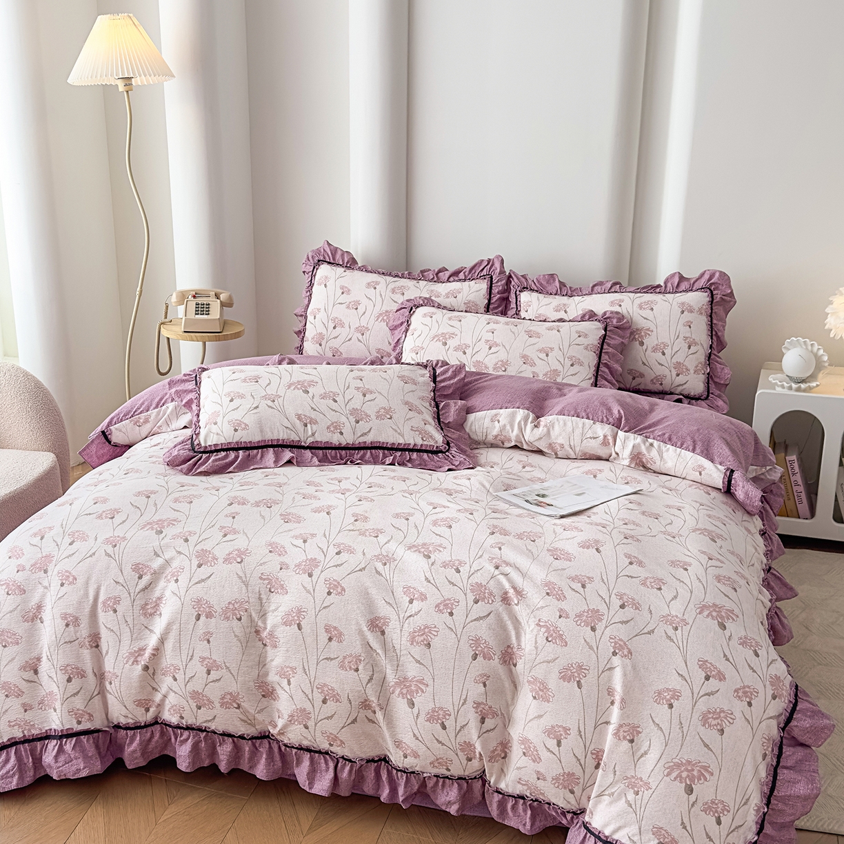 91家纺网 家纺一手货源 找家纺 （总）可思家纺 2025新款亚麻四件套-赫本风系列