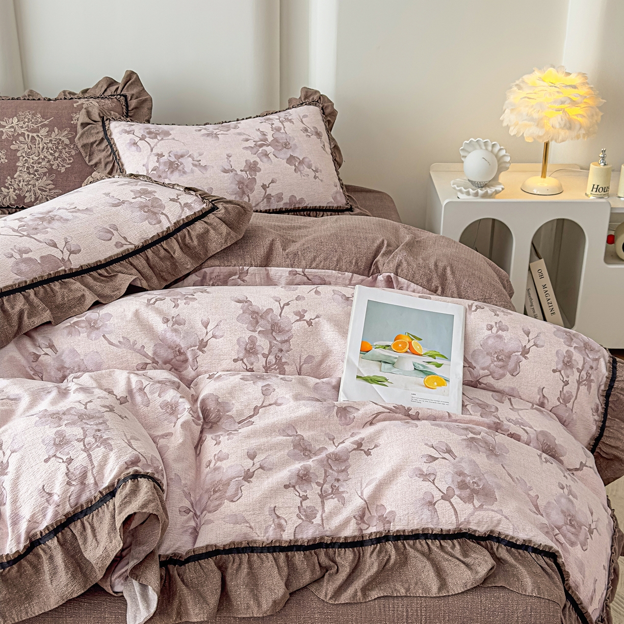 91家纺网 家纺一手货源 找家纺 可思家纺 2025新款亚麻四件套-赫本风系列 赫本风-咖