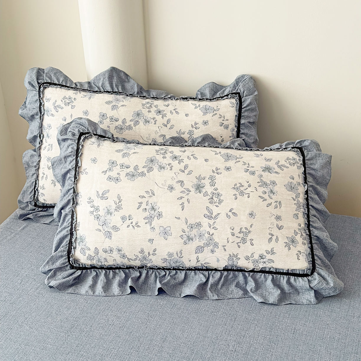 91家纺网 家纺一手货源 找家纺 可思家纺 2025新款亚麻四件套-赫本风系列 赫本风-蓝