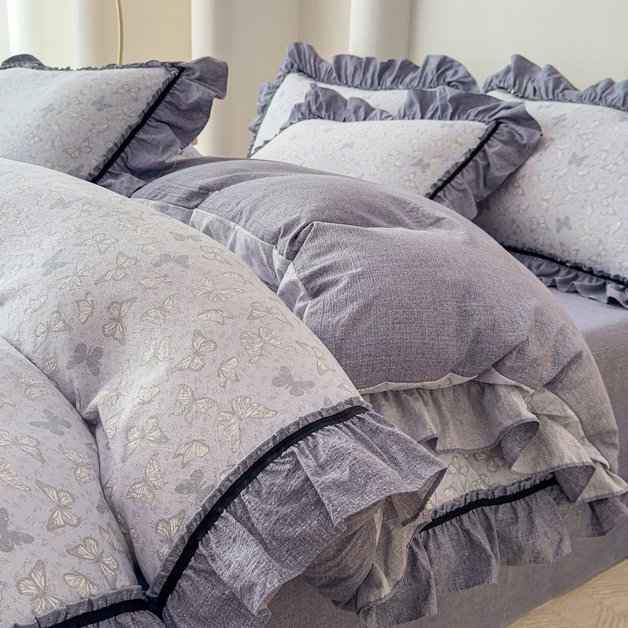 可思家纺 2025新款亚麻四件套-赫本风系列 赫本风-灰