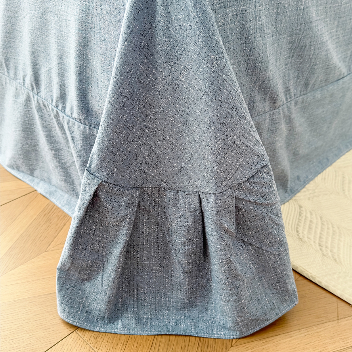 91家纺网 家纺一手货源 找家纺 可思家纺 2025新款亚麻四件套-赫本风系列 赫本风-蓝