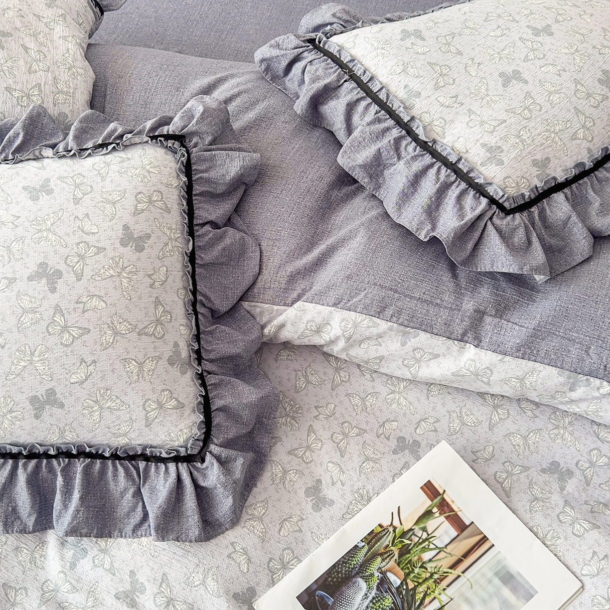 91家纺网 家纺一手货源 找家纺 可思家纺 2025新款亚麻四件套-赫本风系列 赫本风-灰