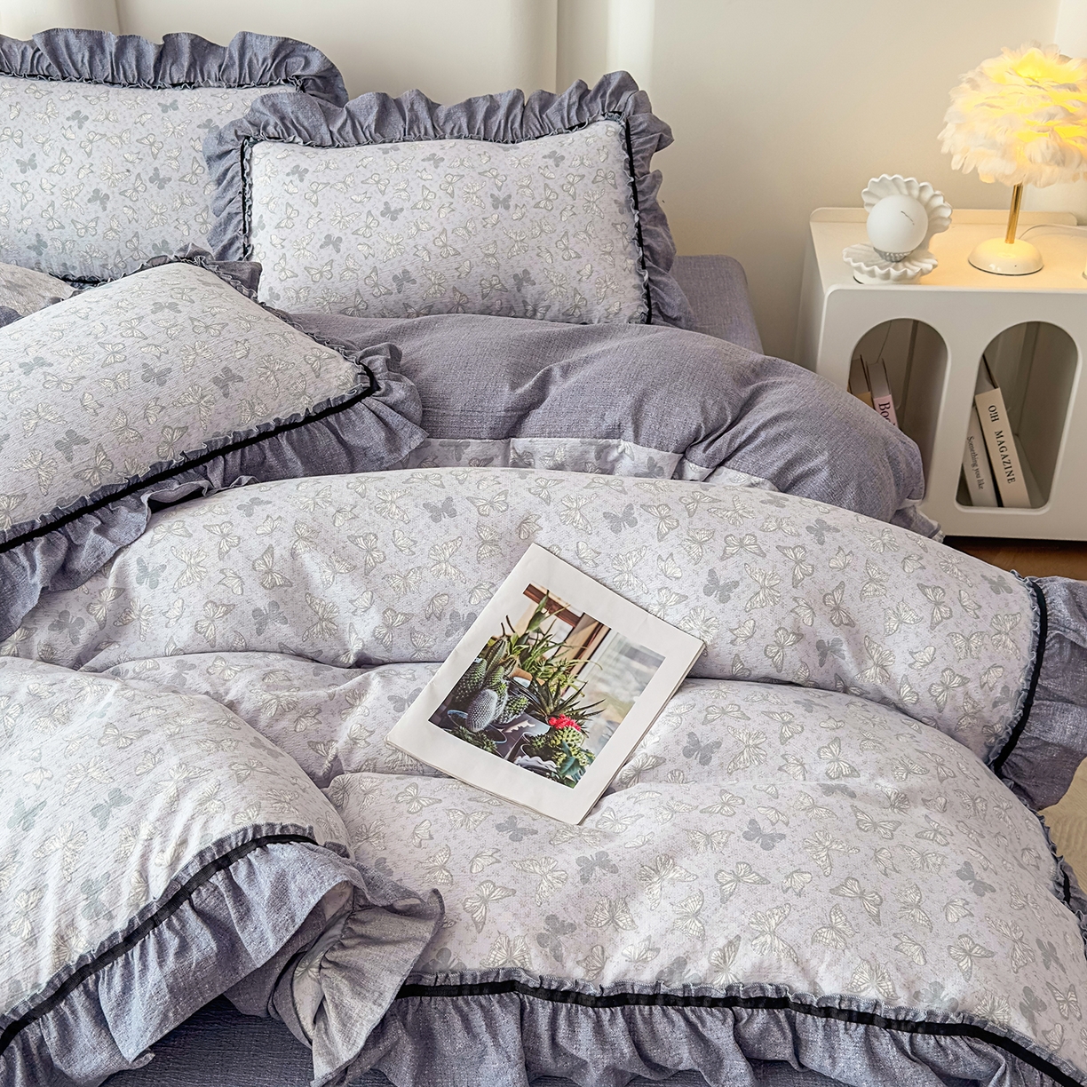 91家纺网 家纺一手货源 找家纺 可思家纺 2025新款亚麻四件套-赫本风系列 赫本风-灰