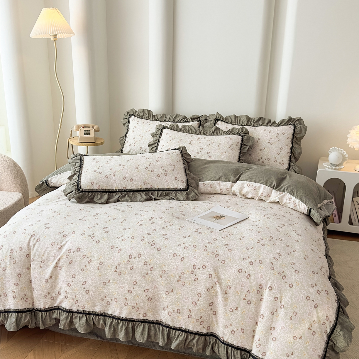 91家纺网 家纺一手货源 找家纺 可思家纺 2025新款亚麻四件套-赫本风系列 赫本风-绿