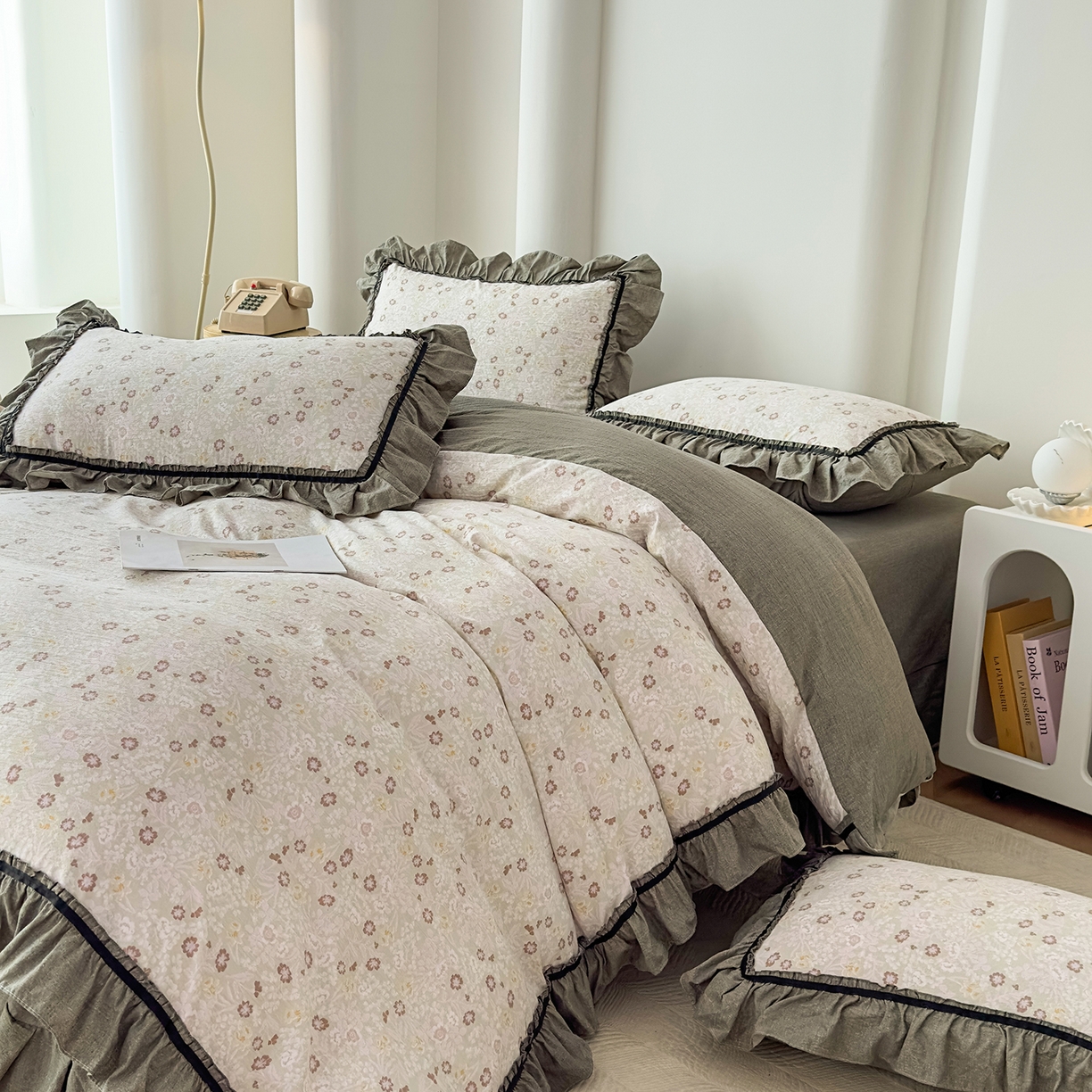 91家纺网 家纺一手货源 找家纺 可思家纺 2025新款亚麻四件套-赫本风系列 赫本风-绿