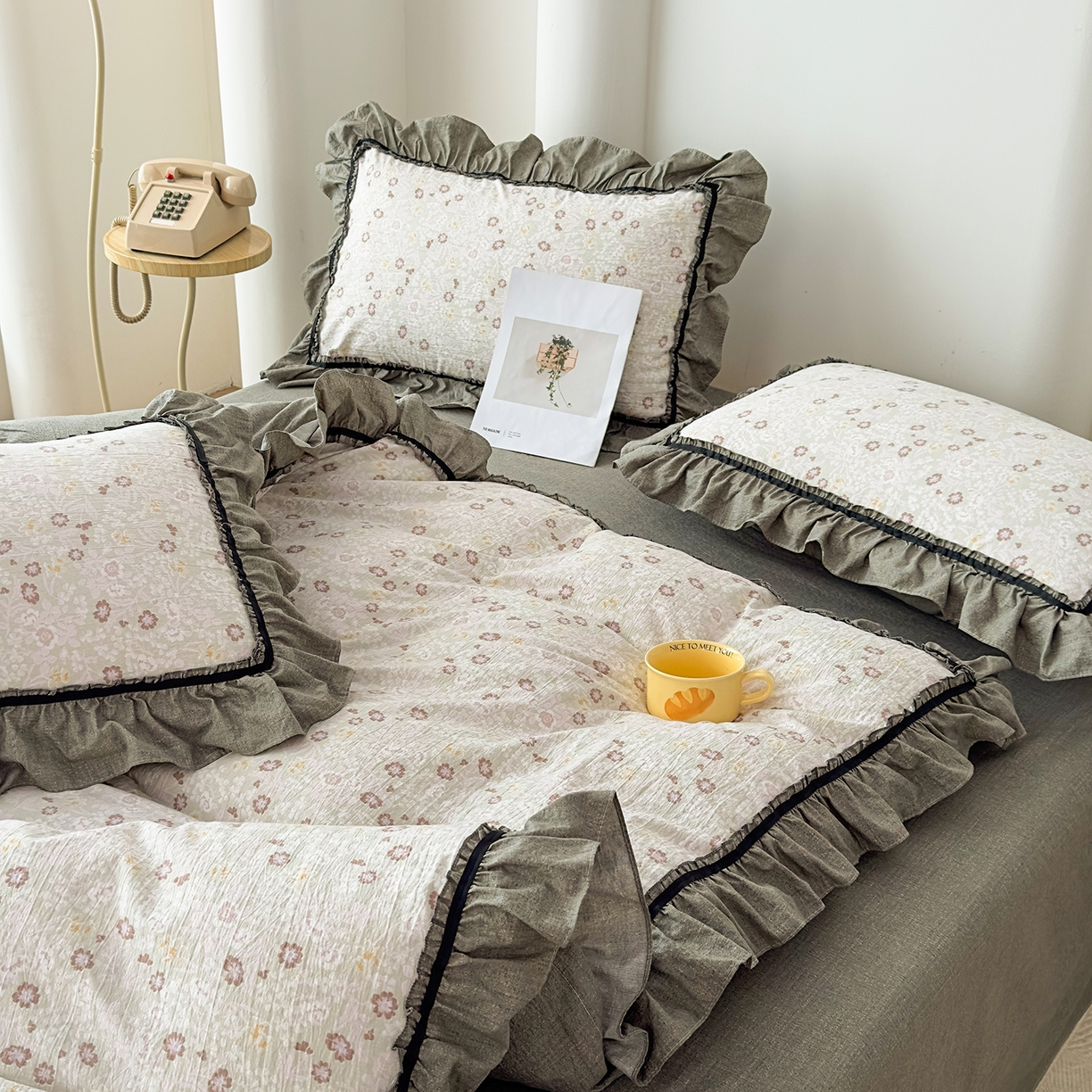 91家纺网 家纺一手货源 找家纺 可思家纺 2025新款亚麻四件套-赫本风系列 赫本风-绿