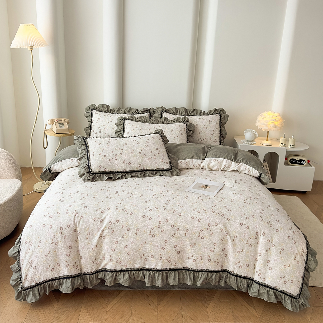 91家纺网 家纺一手货源 找家纺 可思家纺 2025新款亚麻四件套-赫本风系列 赫本风-绿