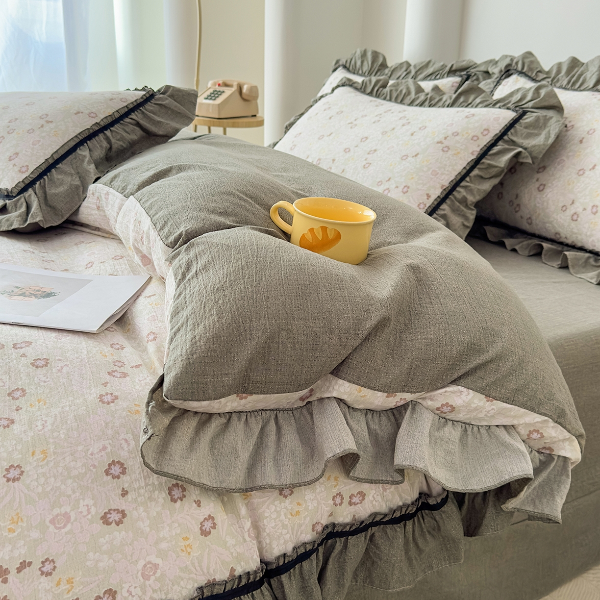 91家纺网 家纺一手货源 找家纺 可思家纺 2025新款亚麻四件套-赫本风系列 赫本风-绿