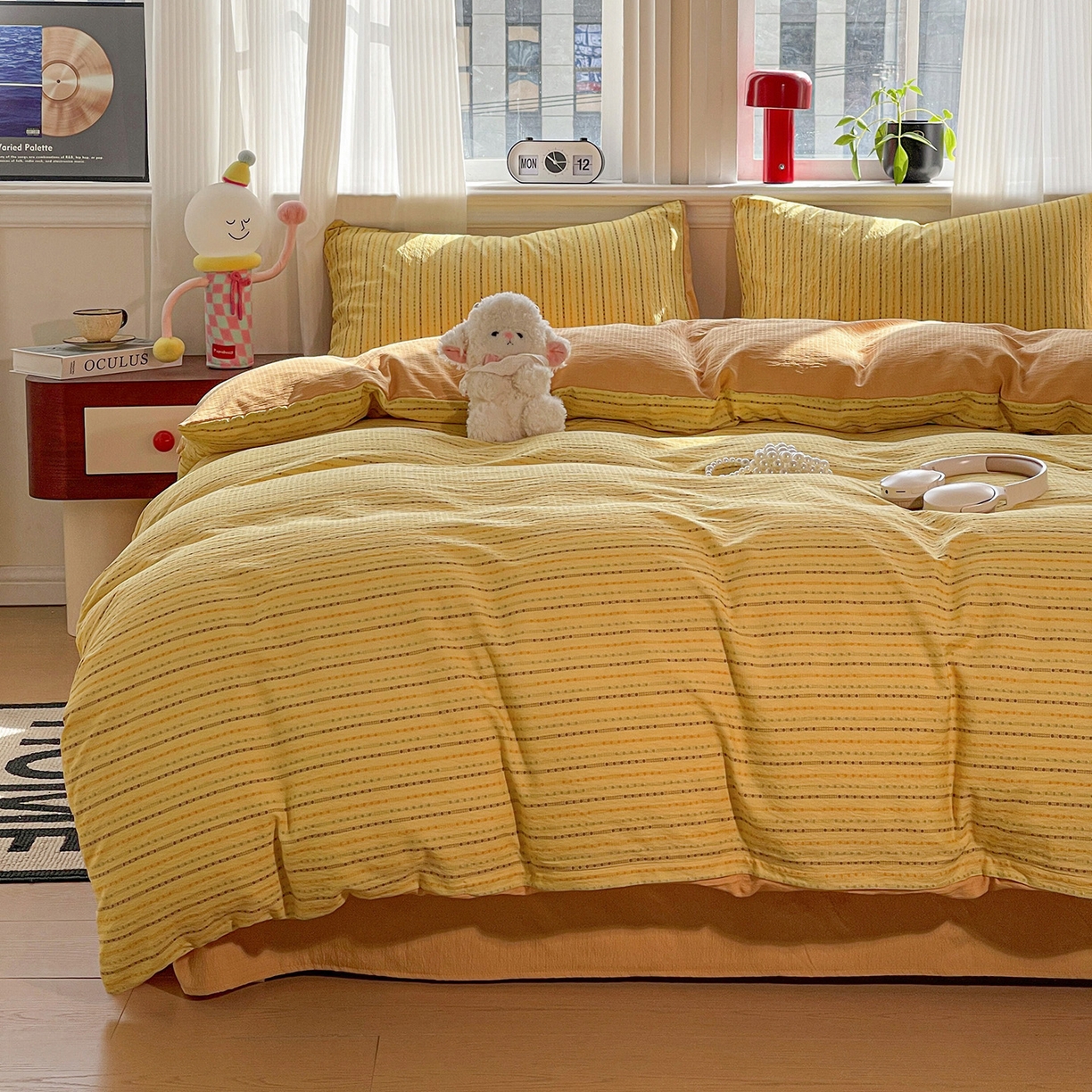 91家纺网 家纺一手货源 找家纺 （总）星禾优选 2025新款云感双层纱四件套-六子棋