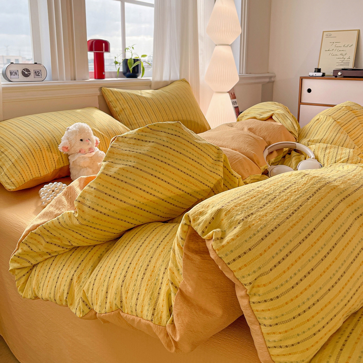 91家纺网 家纺一手货源 找家纺 （总）星禾优选 2025新款云感双层纱四件套-六子棋