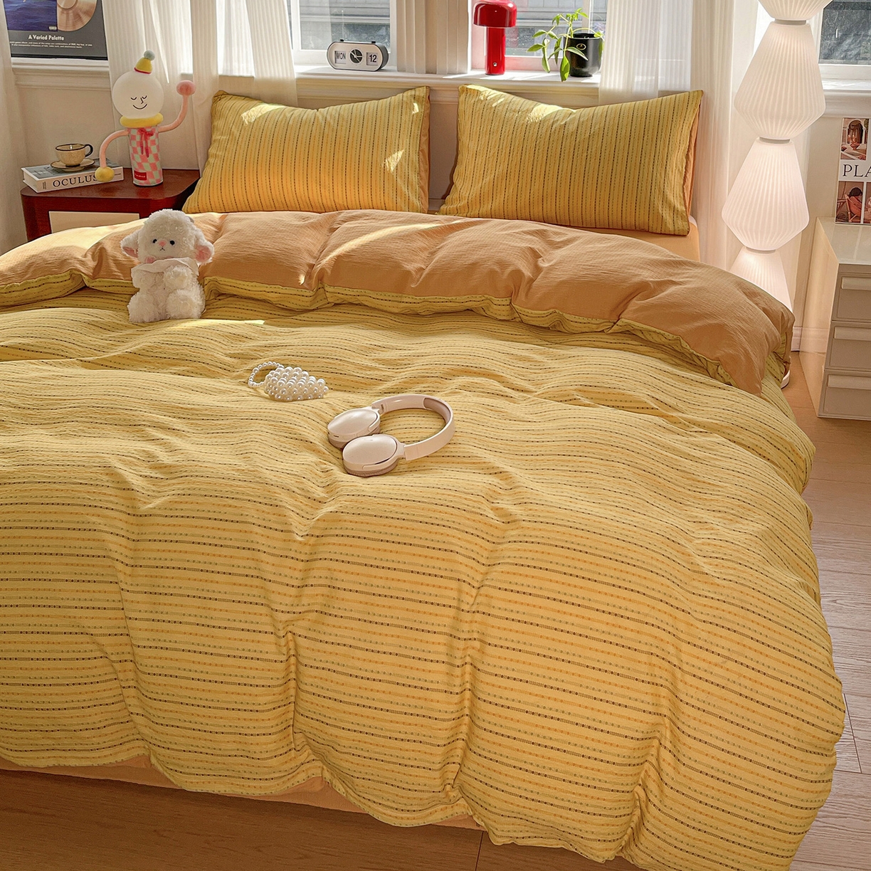 91家纺网 家纺一手货源 找家纺 （总）星禾优选 2025新款云感双层纱四件套-六子棋