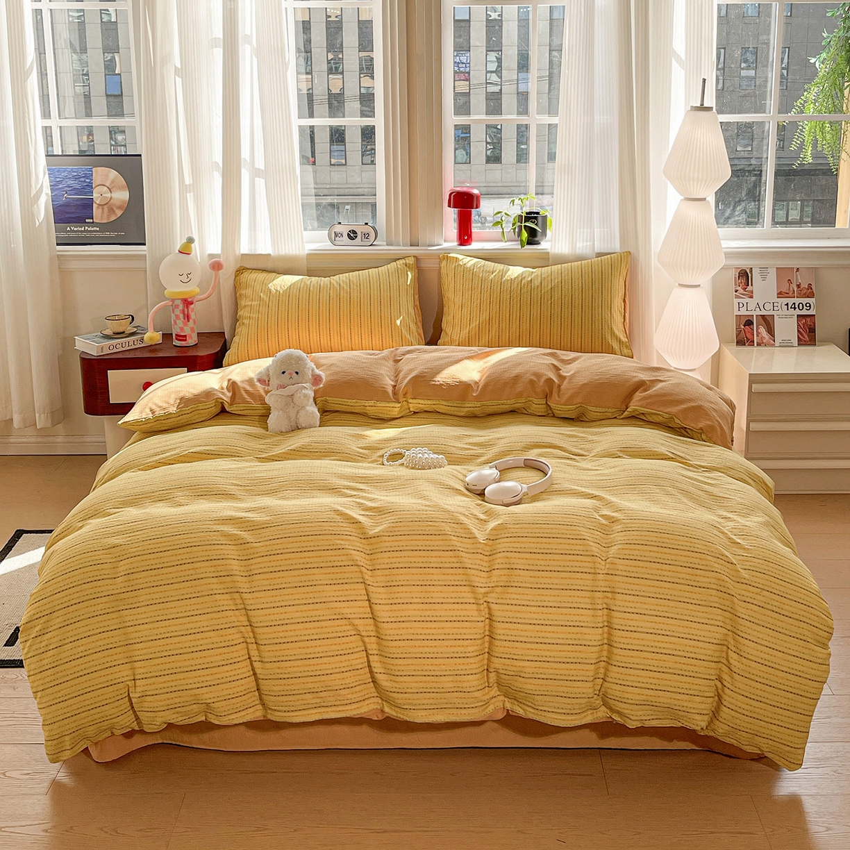 91家纺网 家纺一手货源 找家纺 （总）星禾优选 2025新款云感双层纱四件套-六子棋