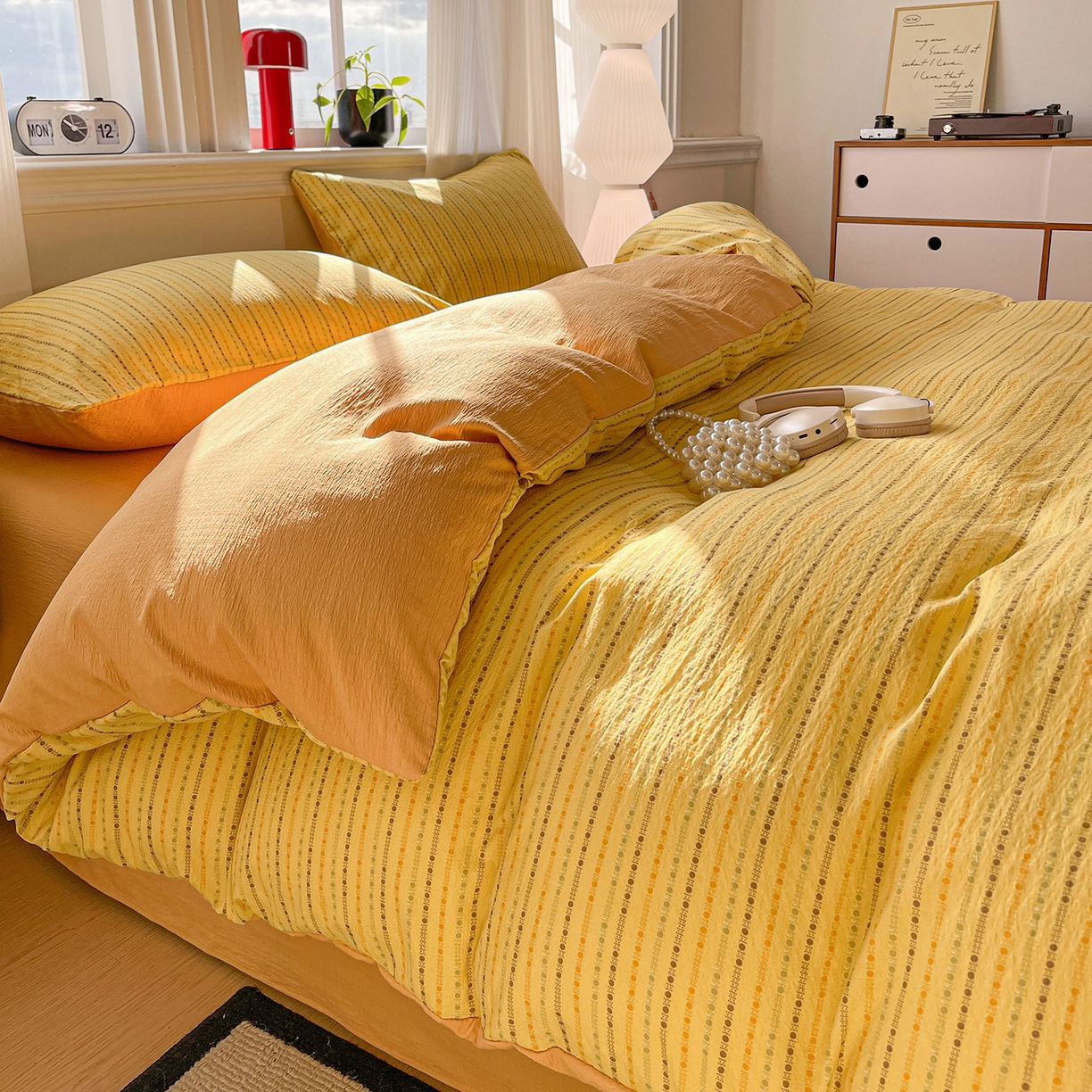 91家纺网 家纺一手货源 找家纺 （总）星禾优选 2025新款云感双层纱四件套-六子棋