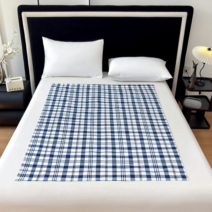 91家纺网 家纺一手货源 找家纺 茗婷家纺 2025新款老人宝宝防水隔尿垫床单供跨境外贸亚马逊 经典蓝白格