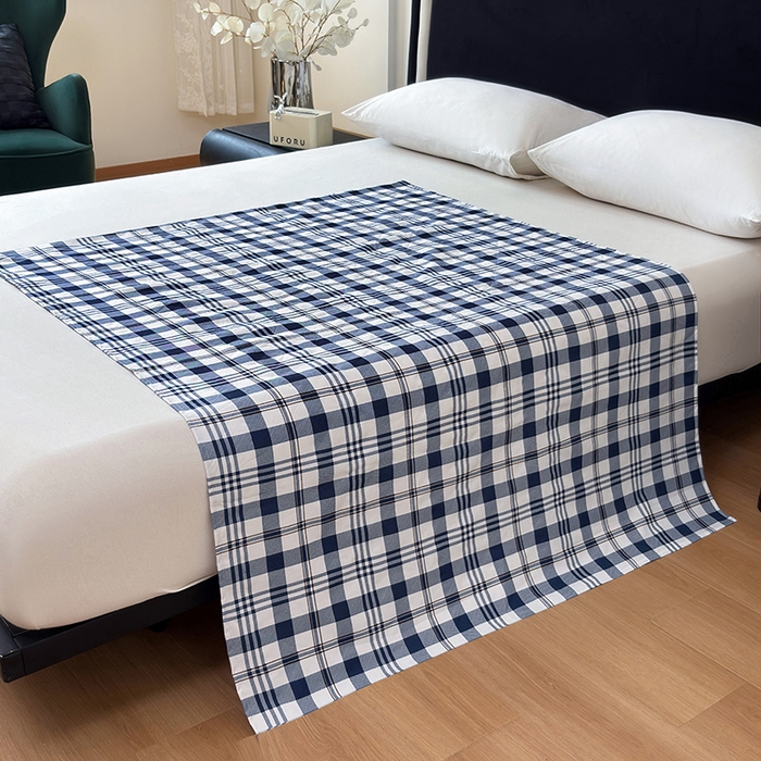 91家纺网 家纺一手货源 找家纺 茗婷家纺 2025新款老人宝宝防水隔尿垫床单供跨境外贸亚马逊 经典蓝白格