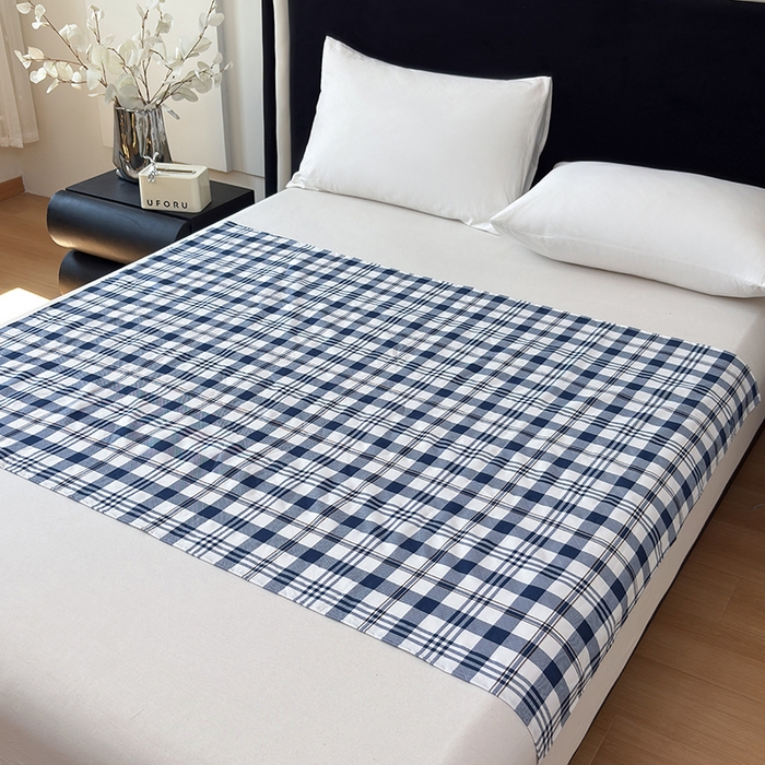 91家纺网 家纺一手货源 找家纺 茗婷家纺 2025新款老人宝宝防水隔尿垫床单供跨境外贸亚马逊 经典蓝白格