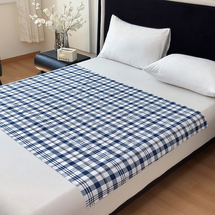 91家纺网 家纺一手货源 找家纺 茗婷家纺 2025新款老人宝宝防水隔尿垫床单供跨境外贸亚马逊 经典蓝白格