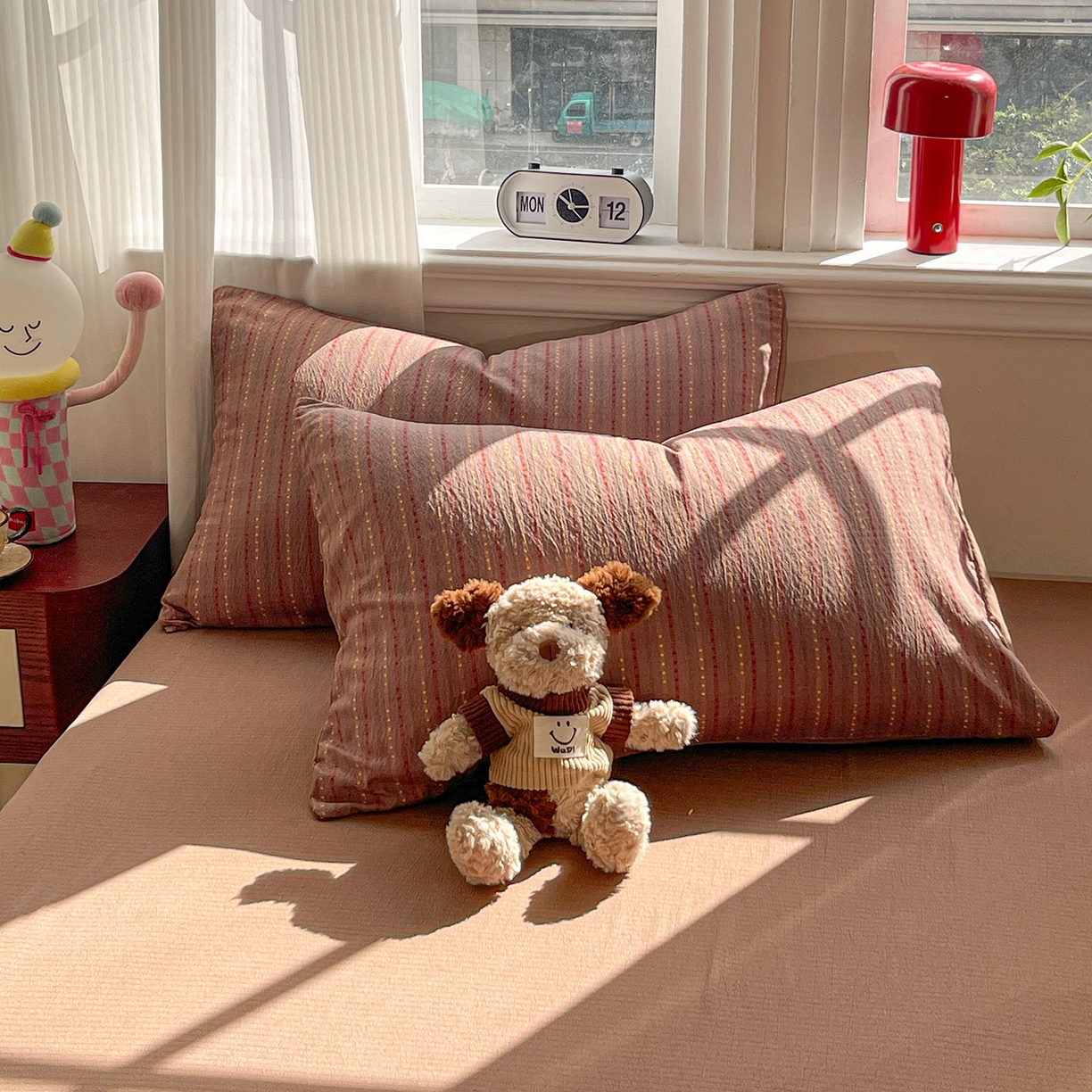 91家纺网 家纺一手货源 找家纺 星禾优选 2025新款云感双层纱四件套-六子棋 六子棋-莓