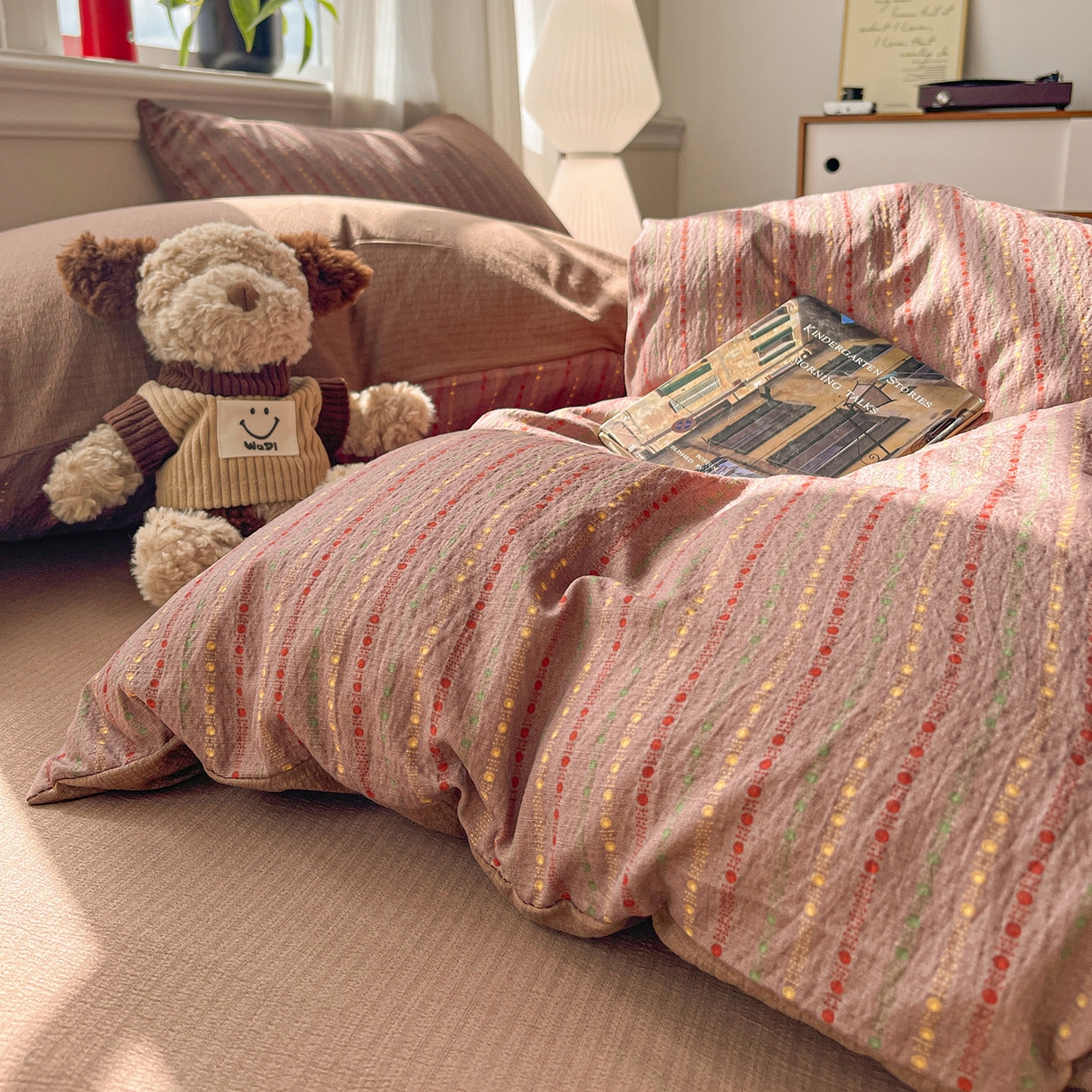 91家纺网 家纺一手货源 找家纺 星禾优选 2025新款云感双层纱四件套-六子棋 六子棋-莓