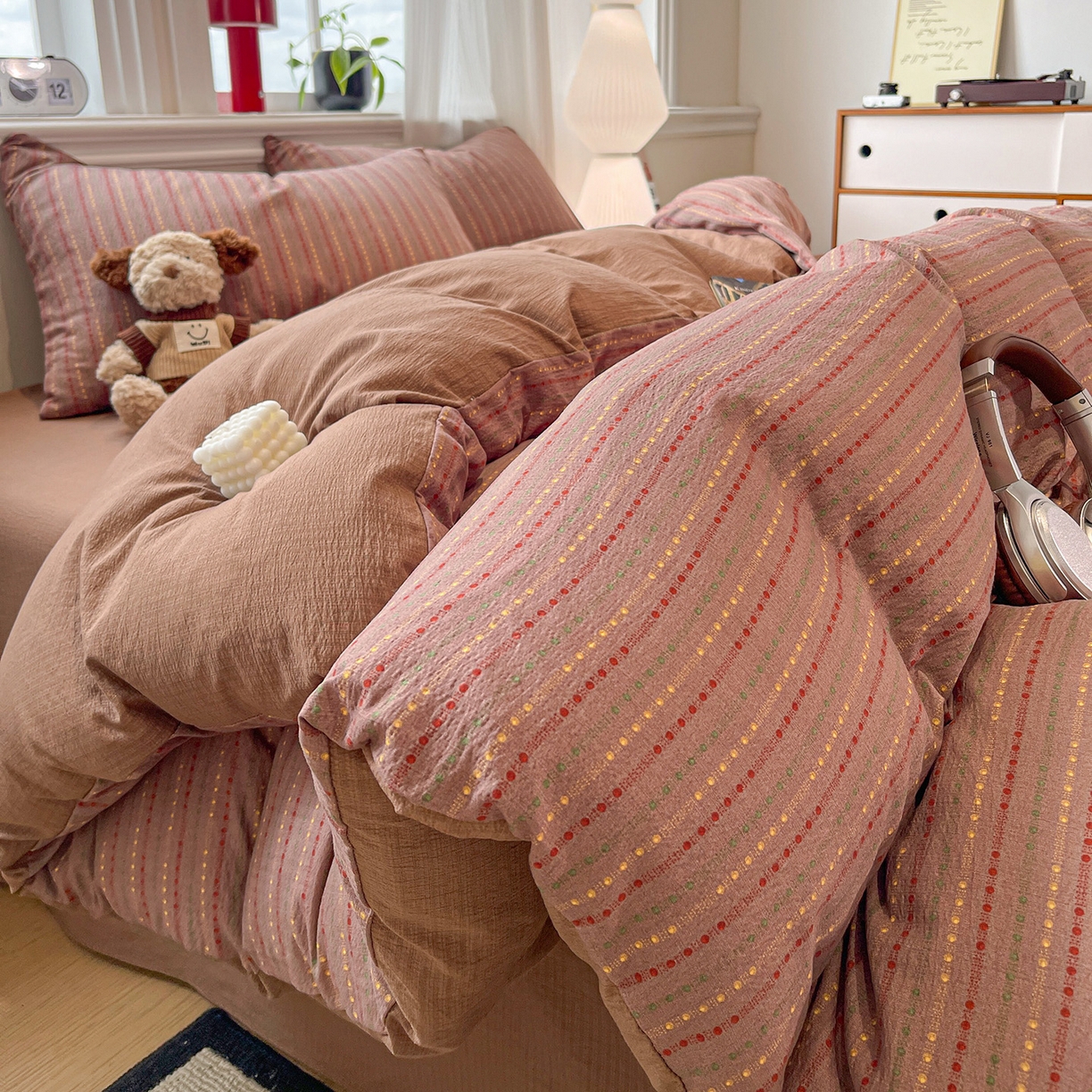 星禾优选 2025新款云感双层纱四件套-六子棋 六子棋-莓