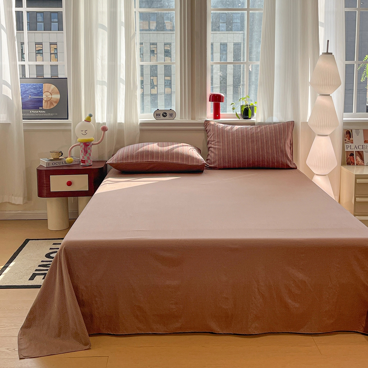 91家纺网 家纺一手货源 找家纺 星禾优选 2025新款云感双层纱四件套-六子棋 六子棋-莓