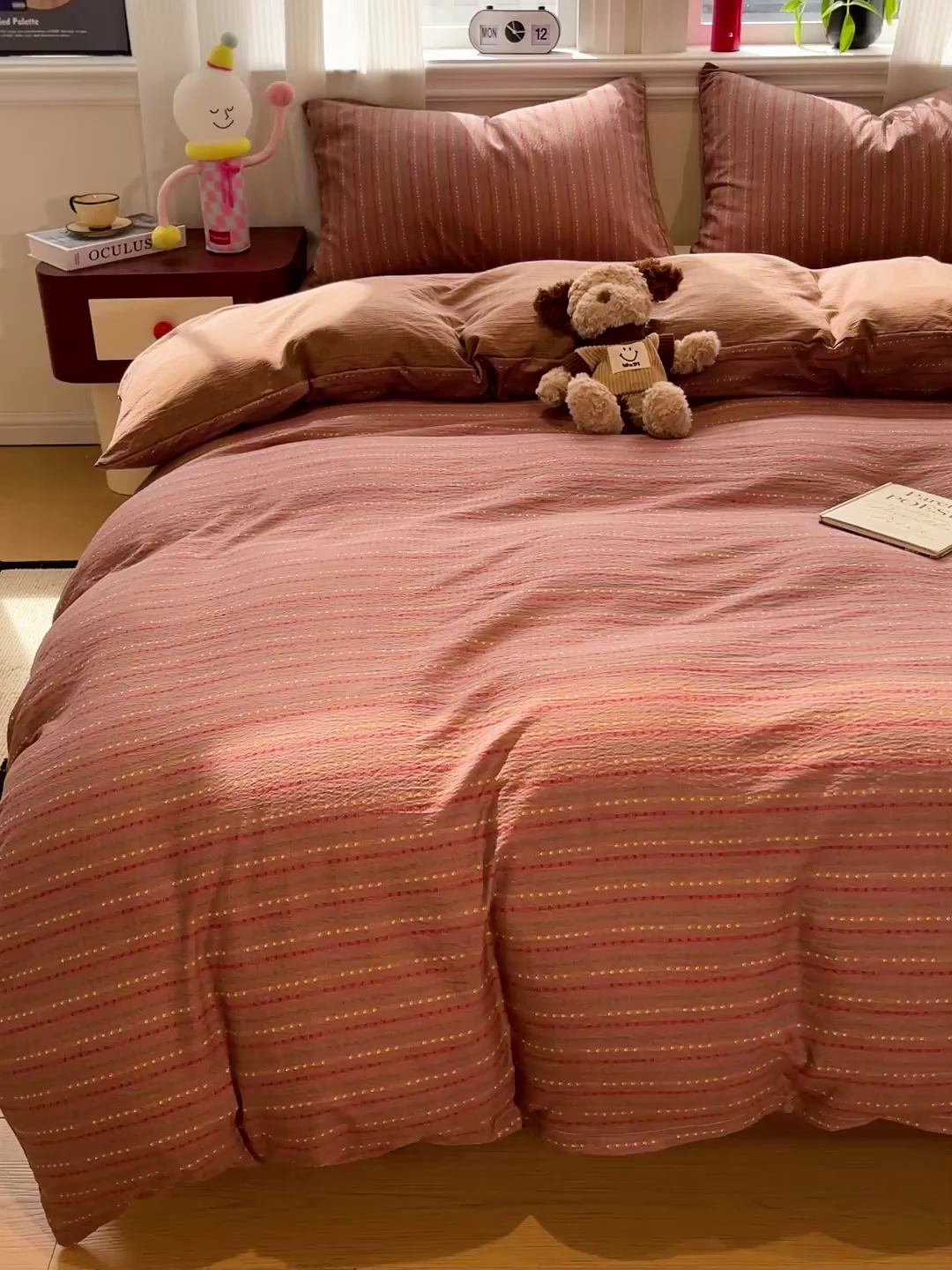 91家纺网 家纺一手货源 找家纺 星禾优选 2025新款云感双层纱四件套-六子棋 六子棋-莓