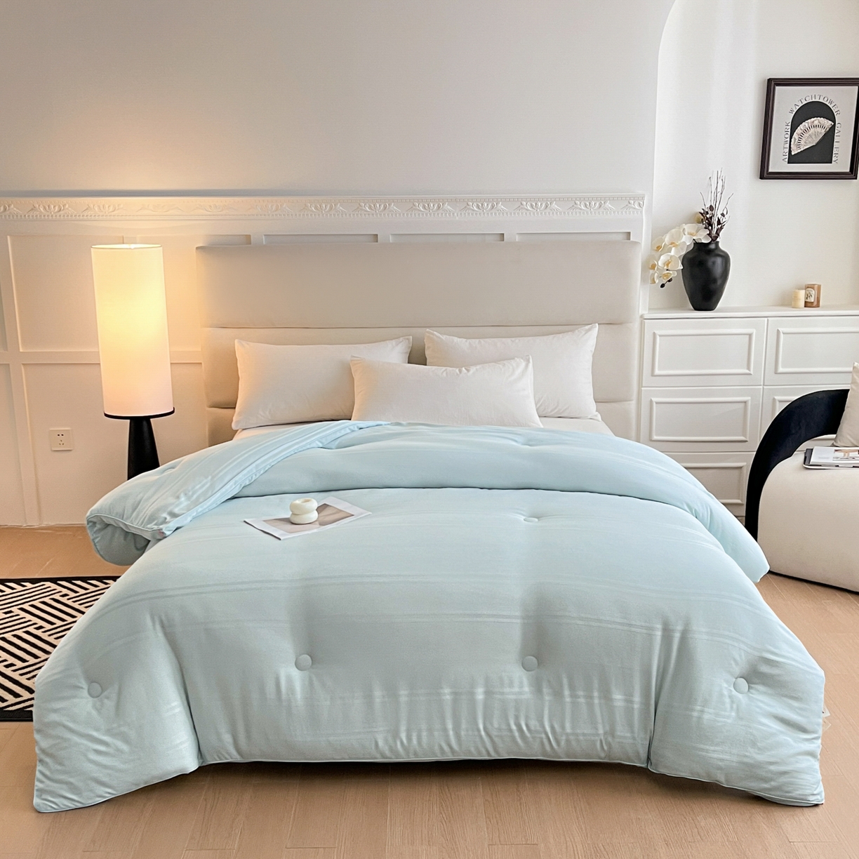 91家纺网 家纺一手货源 找家纺 芭芭棉家纺 2025新款芭芭棉全棉大豆被被子被芯 蓝色