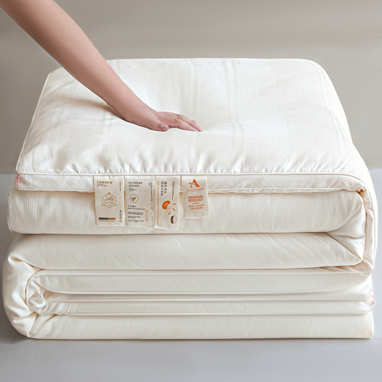 91家纺网 家纺一手货源 找家纺 芭芭棉家纺 2025新款芭芭棉全棉大豆被被子被芯 白色