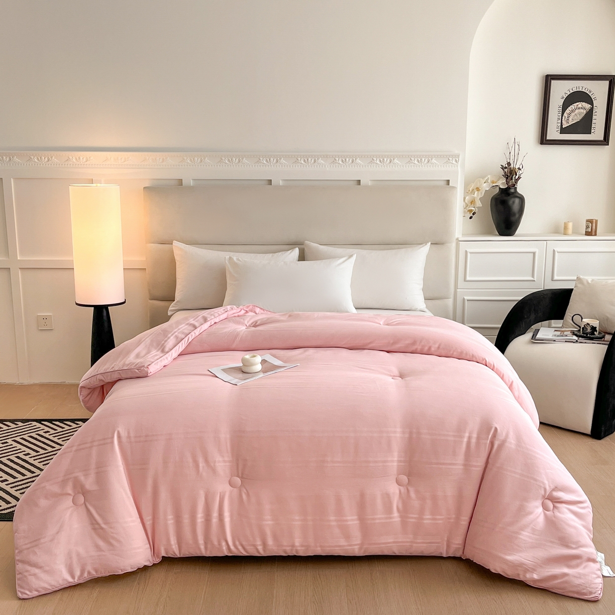 91家纺网 家纺一手货源 找家纺 芭芭棉家纺 2025新款芭芭棉全棉大豆被被子被芯 粉色