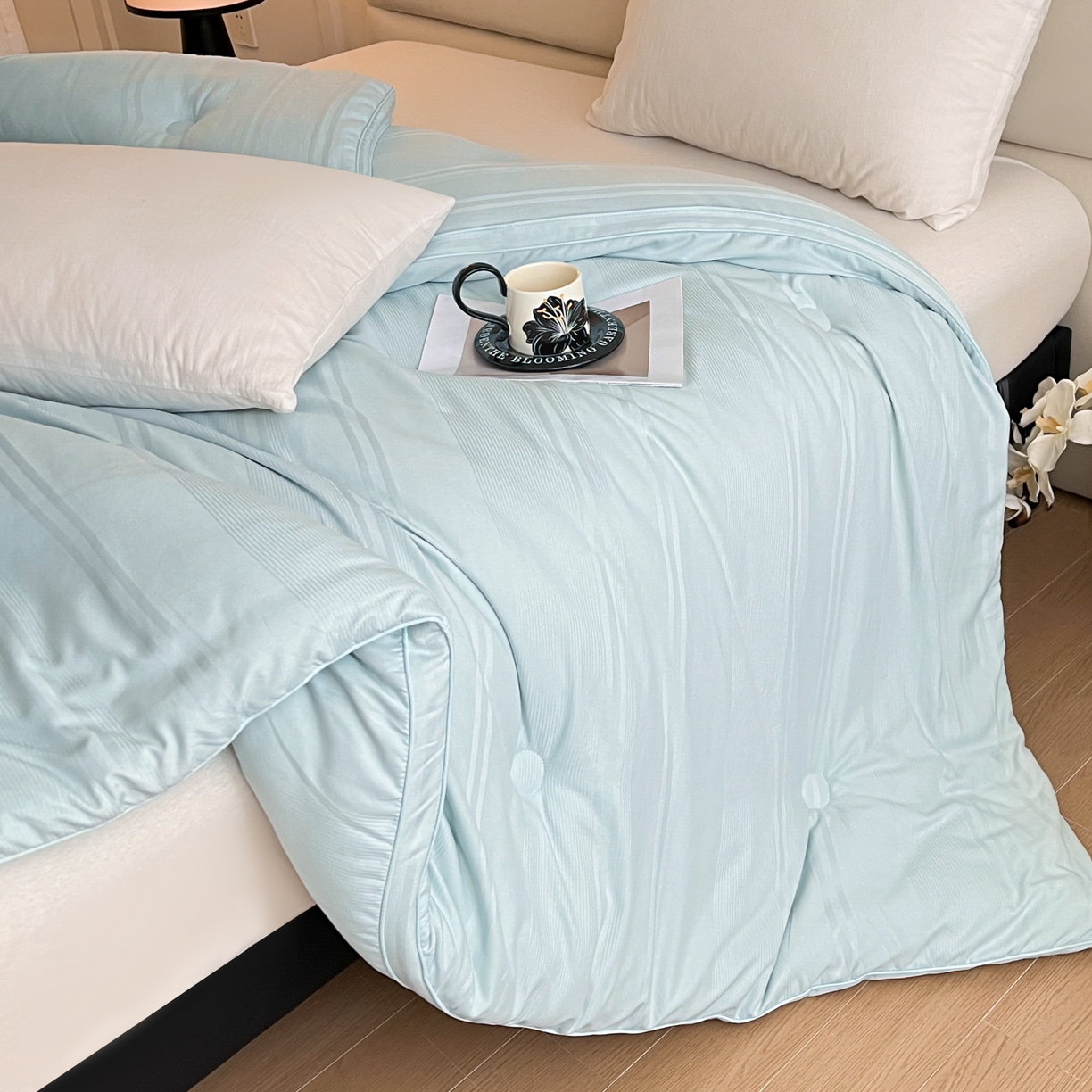 91家纺网 家纺一手货源 找家纺 芭芭棉家纺 2025新款芭芭棉全棉大豆被被子被芯 蓝色