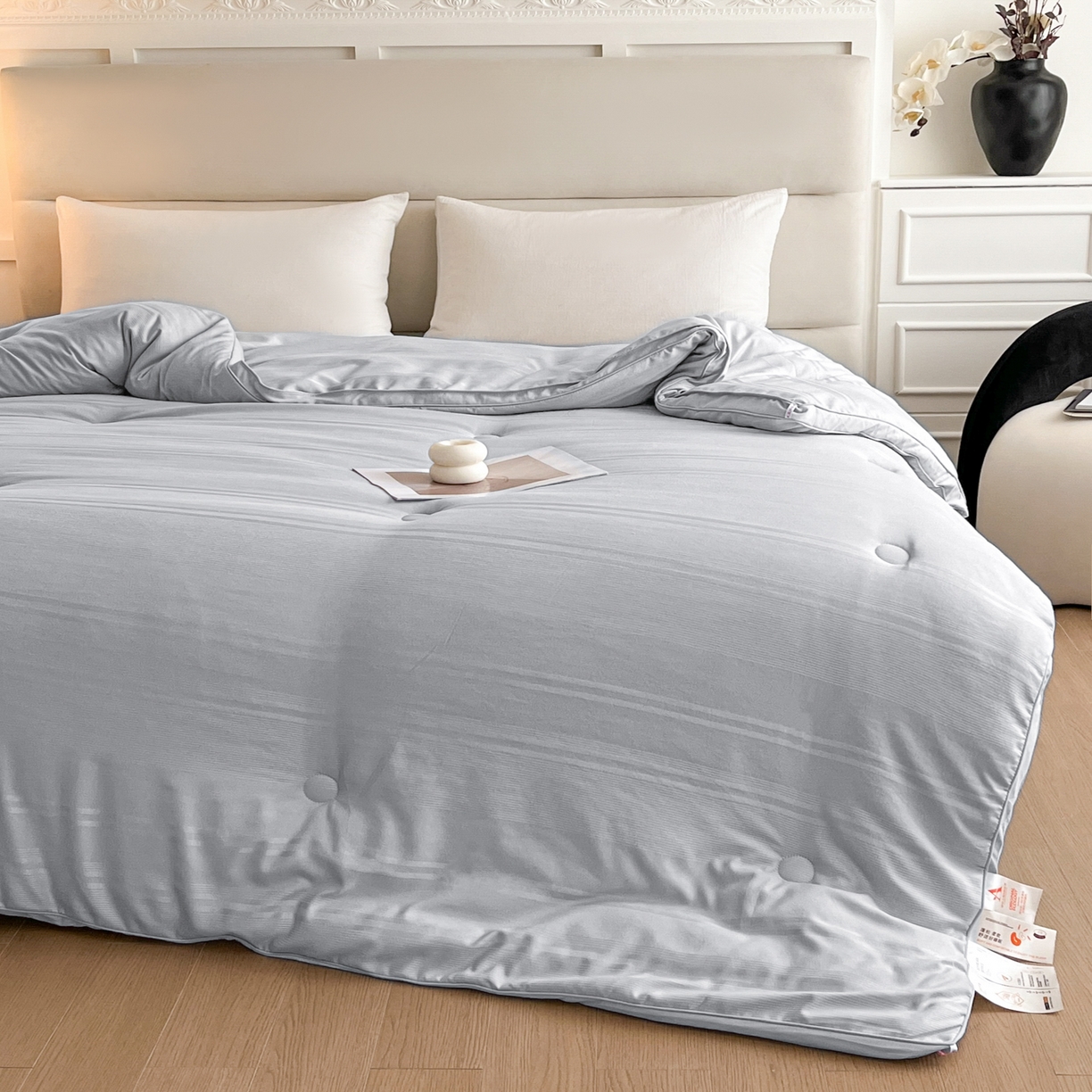 91家纺网 家纺一手货源 找家纺 芭芭棉家纺 2025新款芭芭棉全棉大豆被被子被芯 灰色