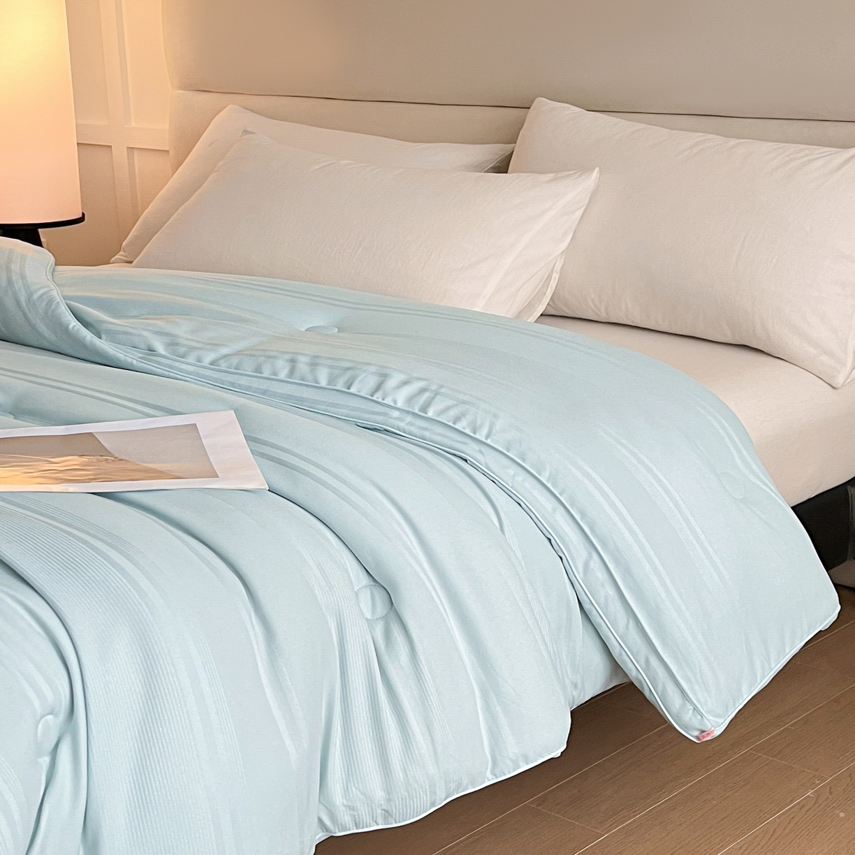 91家纺网 家纺一手货源 找家纺 芭芭棉家纺 2025新款芭芭棉全棉大豆被被子被芯 蓝色