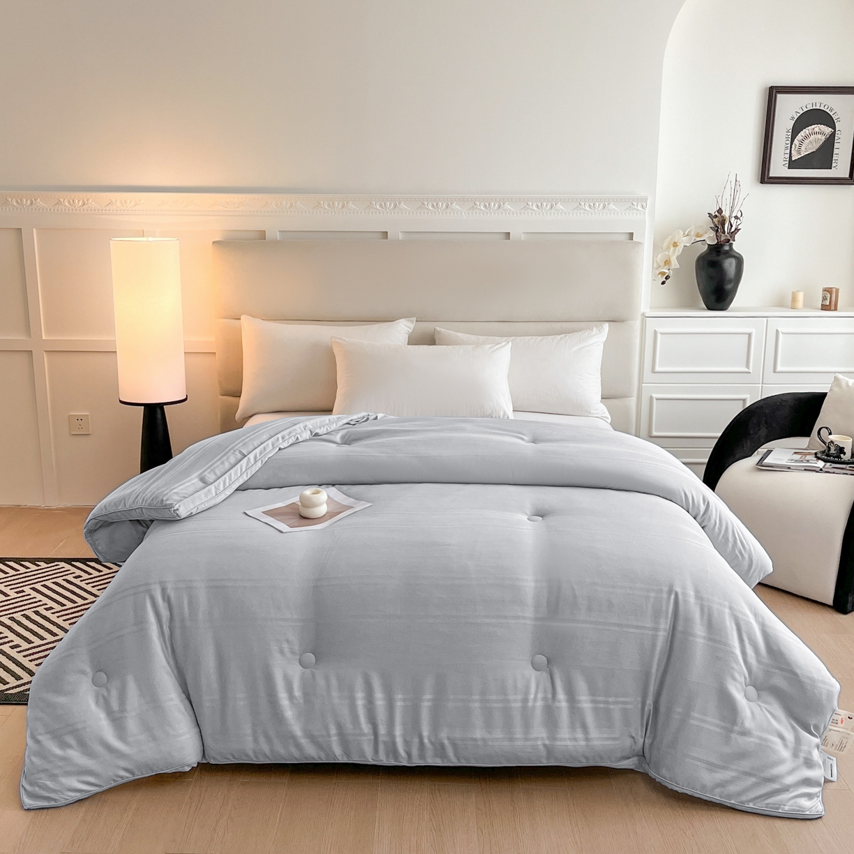 91家纺网 家纺一手货源 找家纺 芭芭棉家纺 2025新款芭芭棉全棉大豆被被子被芯 灰色