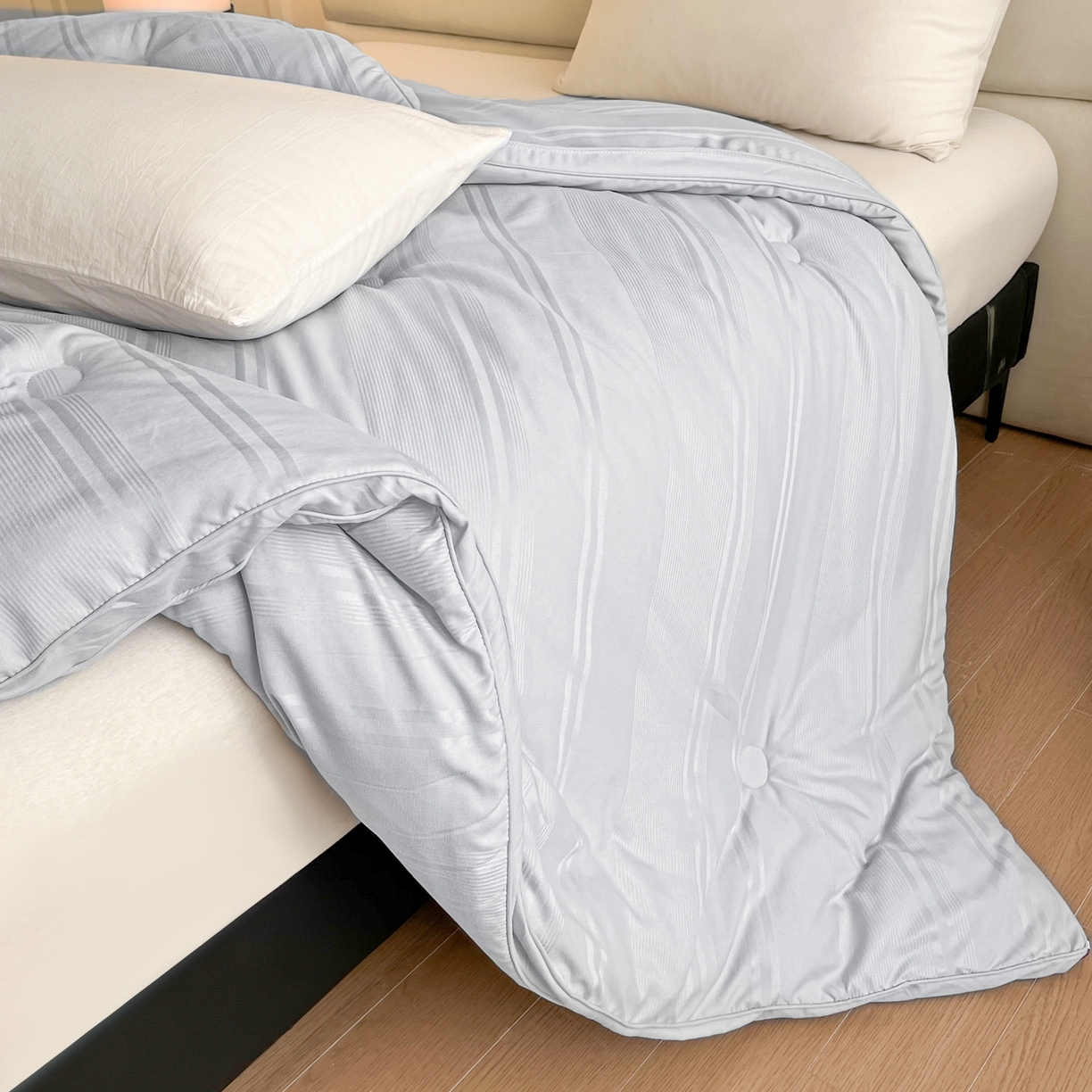 91家纺网 家纺一手货源 找家纺 芭芭棉家纺 2025新款芭芭棉全棉大豆被被子被芯 灰色