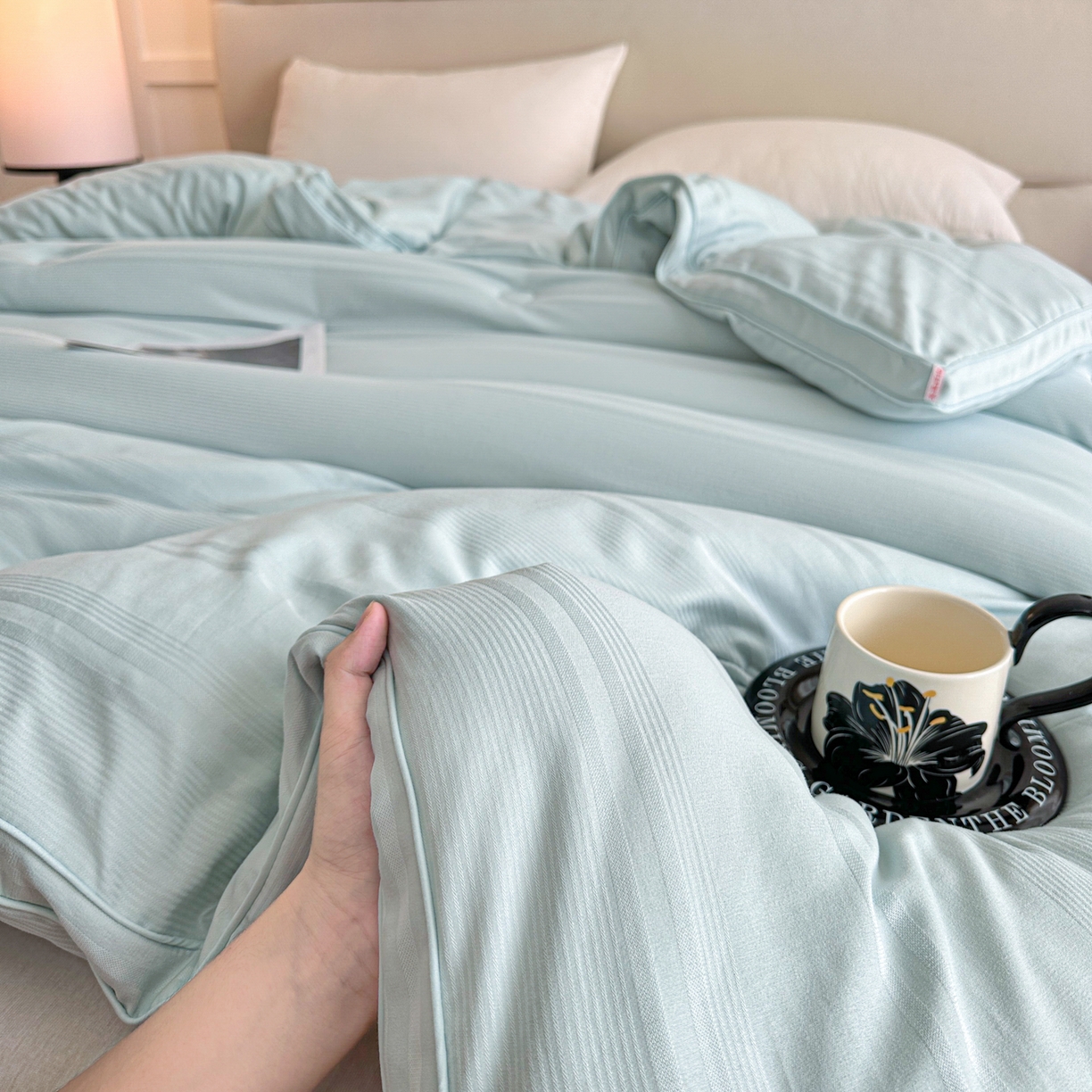 91家纺网 家纺一手货源 找家纺 芭芭棉家纺 2025新款芭芭棉全棉大豆被被子被芯 蓝色