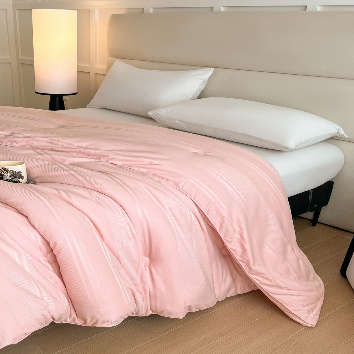 91家纺网 家纺一手货源 找家纺 芭芭棉家纺 2025新款芭芭棉全棉大豆被被子被芯 粉色