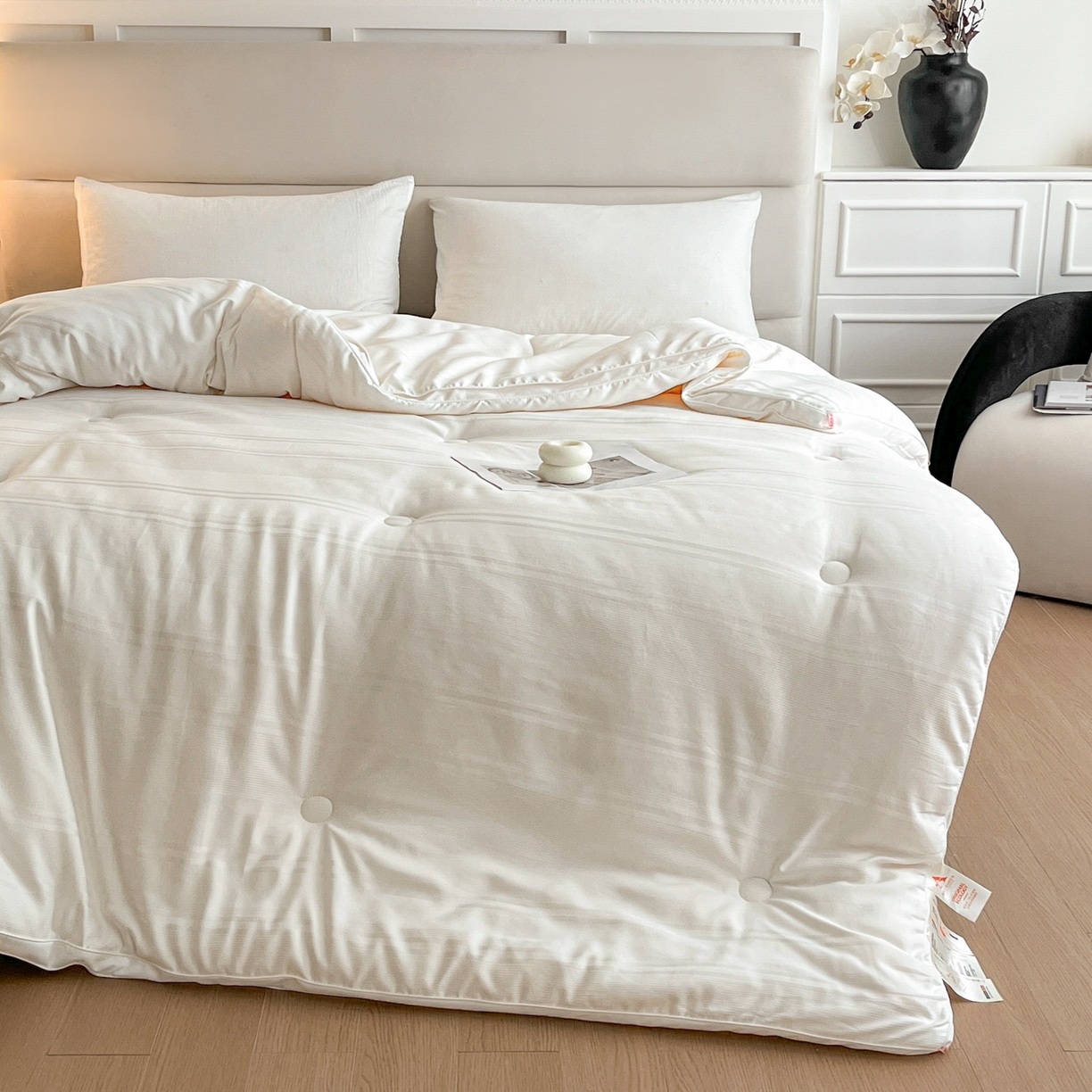 91家纺网 家纺一手货源 找家纺 芭芭棉家纺 2025新款芭芭棉全棉大豆被被子被芯 白色