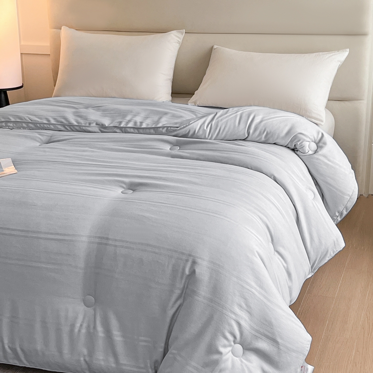 91家纺网 家纺一手货源 找家纺 芭芭棉家纺 2025新款芭芭棉全棉大豆被被子被芯 灰色