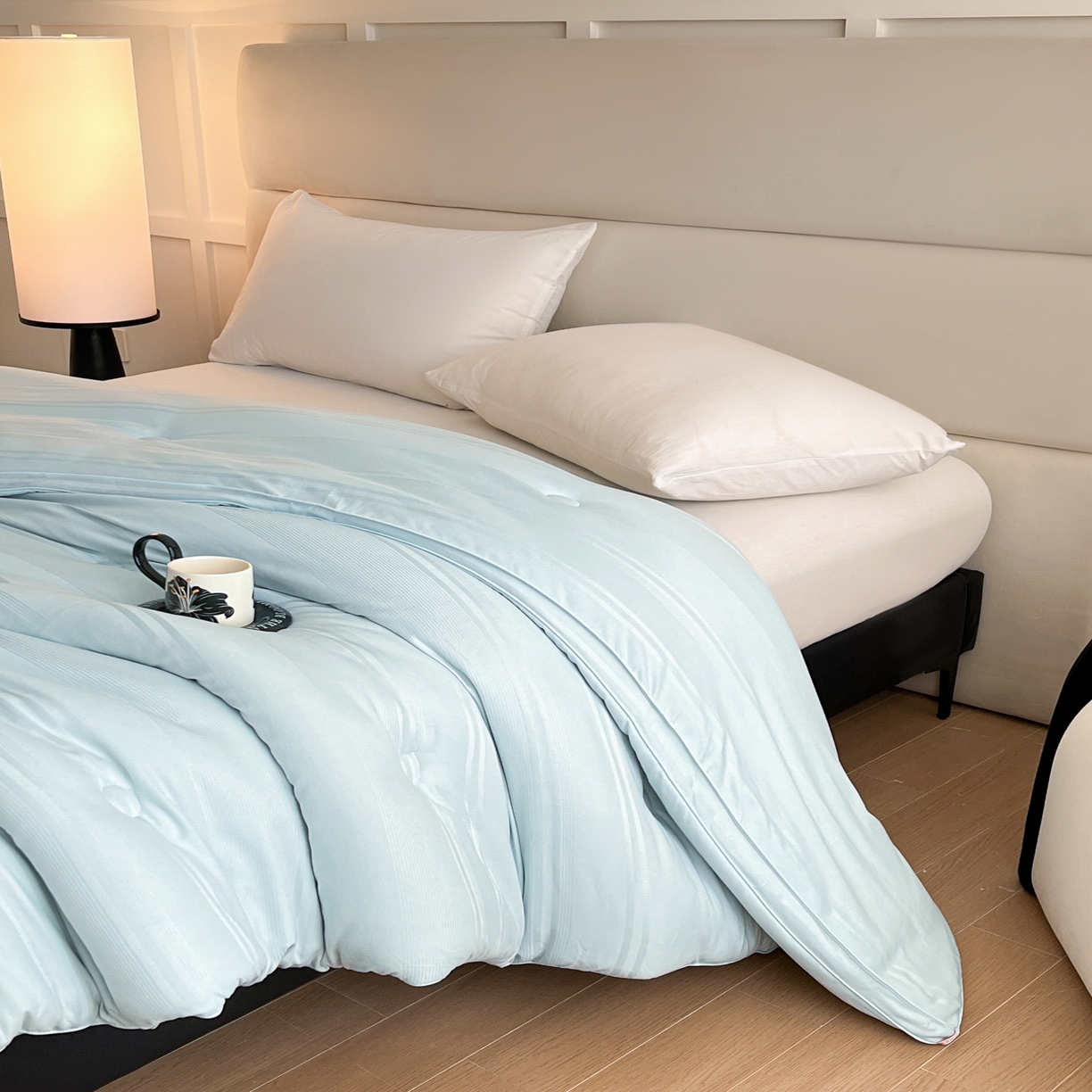 91家纺网 家纺一手货源 找家纺 芭芭棉家纺 2025新款芭芭棉全棉大豆被被子被芯 蓝色